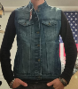 Gilet en jean sans manches denim couleur bleu col mao 