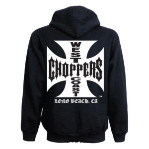 West Coast Choppers WCC: Veste Gilet zippé Noir Croix Malte blanche (ZIP-UP)