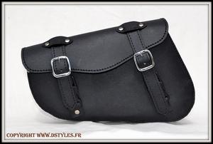 Sacoche trousse latérale en Cuir - Simple Modéle  couleur Noir pour sportster ou autres moto custom 