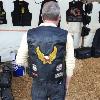 Gilet / jacket en Cuir patchwork  " Aigle / Route 66 " multiples écussons