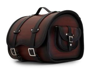 Made In Italie : Grosse Sacoche / Sac / Malle  en Cuir véritable couleur Noir & Marron pour moto custom ou trike