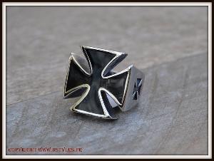 Bague Chevalière en Acier Inoxydable - Croix de Malte