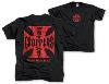 West Coast Choppers  : T-shirt WCC couleur Noir Croix de Malte Rouge 