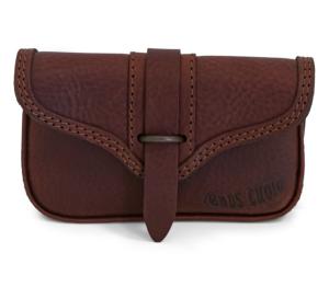 Made In Italie : Sacoche pochette pour ceinture en Cuir véritable Couleur Marron Foncé