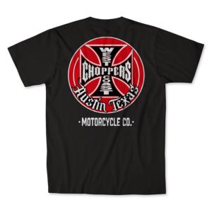 West Coast Choppers  : T-shirt WCC couleur Noir Croix de Malte Rouge et Noire 