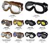 BANDIT : Lunette Style aviateur Vintage , imitation cuir Couleur JAUNE  - Pour moto / casque bol