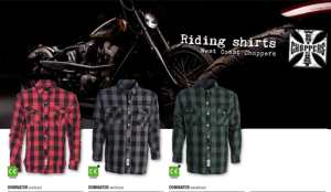 West Coast Choppers : chemise à carreaux spéciale moto avec doublure ARAMIDE et protections Homologué CE Couleur Rouge, Noir ou Vert 