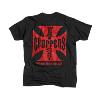 West Coast Choppers  : T-shirt WCC couleur Noir Croix de Malte Rouge 