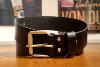 Ceinture en Cuir couleur Noir boucle Chrome , Longueur 85cm , 105cm ou 125cm